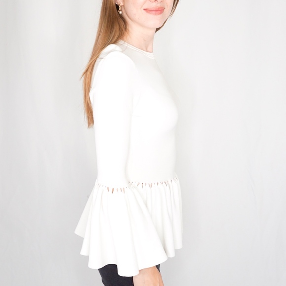 JONATHAN SIMKHAI Knit Bell Sleeve Peplum Top 0005 - Picture 4 of 8